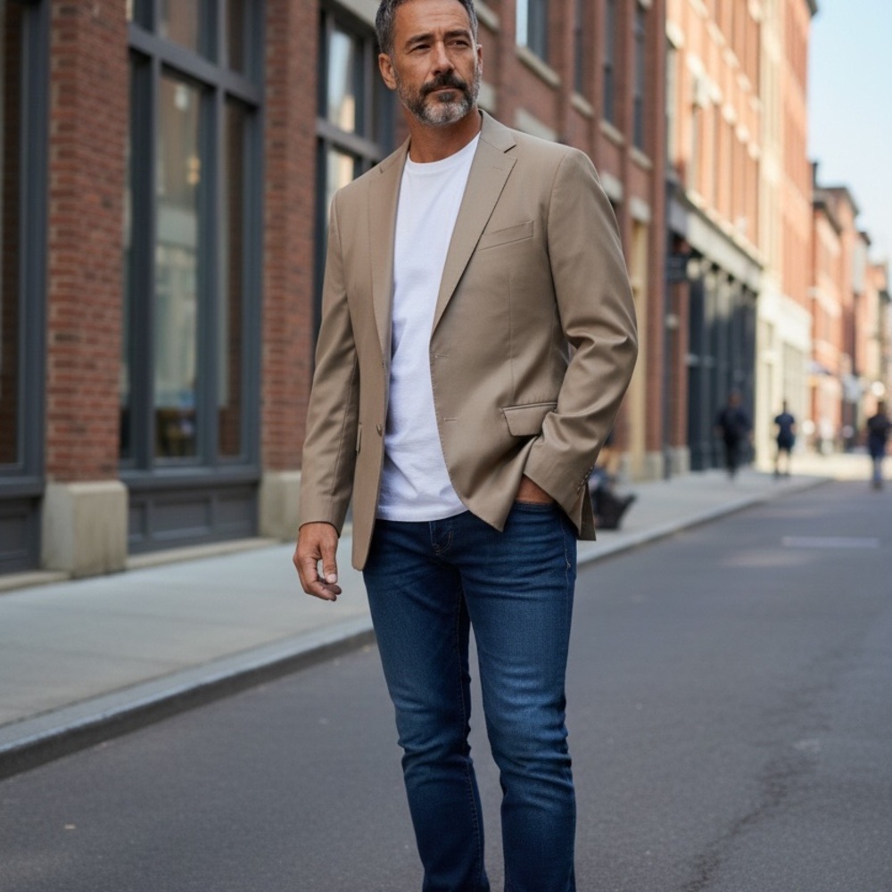 Samuelsohn for Andrisen Morton Tan Slim Fit Tech Suit Jacket